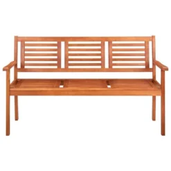 VidaXL Bench Brown Solid Eucalyptus Wood 2-Seater Ergonomic - 59.1" X 23.6" X 35" -All Patio Furniture GUEST c0f2c328 0d47 4231 85d9 c7cd03d16445
