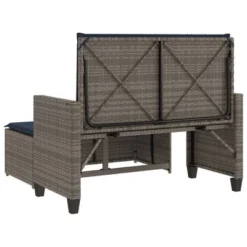 VidaXL Patio Bench With Cushions And Footstool – Outdoor Loveseat Sofa Bed, Gray Poly Rattan – Garden, Patio, Deck Furniture -All Patio Furniture GUEST c1781c55 9bc6 44ad 88dc 27fa091aed31