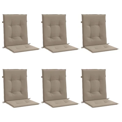 VidaXL Lowback Chair Cushion Set Of 6 Taupe Oxford Fabric 4 VidaXL Lowback Chair Cushion Set Of 6 Taupe Oxford Fabric - Image 2