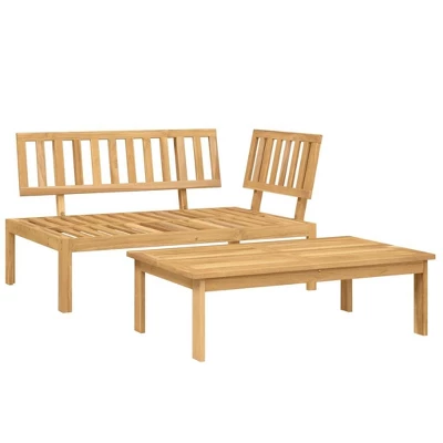 VidaXL - 2 Piece Patio Pallet Sofa Set With Cushions - Acacia Wood - Garden/Patio - Taupe - Modular - Outdoor Furniture Set 4 VidaXL - 2 Piece Patio Pallet Sofa Set With Cushions - Acacia Wood - Garden/Patio - Taupe - Modular - Outdoor Furniture Set - Image 2