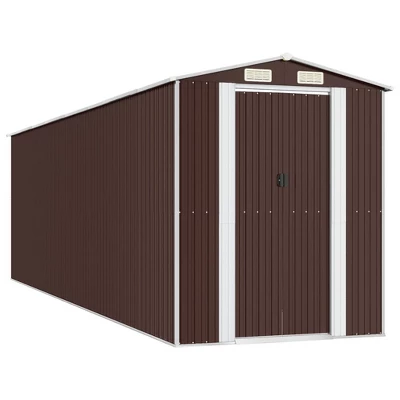 VidaXL Garden Shed Dark Brown Galvanized Steel Large Garden Shed - 75.6" X 271.3" X 87.8" 10 VidaXL Garden Shed Dark Brown Galvanized Steel Large Garden Shed - 75.6" X 271.3" X 87.8" - Image 8