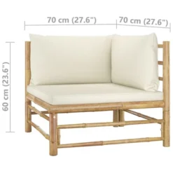 VidaXL 6-Piece Patio Lounge Set, Sturdy Bamboo Construction, Cream-White Cushions, Modular Design, Easy To Clean, Ideal For Outdoor Leisure -All Patio Furniture GUEST c33723a2 b9d6 417e 96e7 31bf9629c638 1