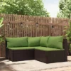 VidaXL 3-Piece Patio Lounge Set In Brown Poly Rattan - Weather-Resistant, Modurar Design With Comfy Cushions - Ideal For Garden, Outdoor And Patio
