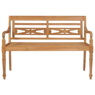 VidaXL Batavia Bench Garden Bench Patio Loveseat With Cushion Solid Wood Teak - Beige 47.2" 4 VidaXL Batavia Bench Garden Bench Patio Loveseat With Cushion Solid Wood Teak - Beige 47.2" - Image 2