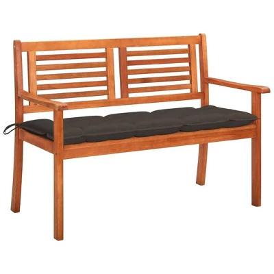 VidaXL Outdoor Patio Bench Loveseat Chair With Cushion Solid Wood Eucalyptus - Taupe 47.2" 3 VidaXL Outdoor Patio Bench Loveseat Chair With Cushion Solid Wood Eucalyptus - Taupe 47.2"