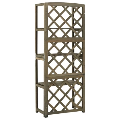 VidaXL Trellis Garden Trellis For Climbing Plants With Shelves Solid Wood Fir - Gray 4 VidaXL Trellis Garden Trellis For Climbing Plants With Shelves Solid Wood Fir - Gray - Image 2