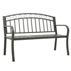 VidaXL Outdoor Patio Bench Garden Park Steel Bench - Gray With Table -All Patio Furniture GUEST c62cd30f f312 4f46 857e b6323ca5aed7
