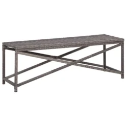 VidaXL Outdoor Patio Bench Outdoor Garden Bench With Steel Frame Poly Rattan - Gray 47.2"