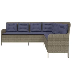 VidaXL Patio Sofa Gray Poly Rattan, Powder-Coated Steel L-Shaped, 5-seater -All Patio Furniture GUEST c8e00674 ad20 48ca 89d7 9bd41c549dbd