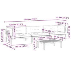 VidaXL Patio Pallet Sofa Set With Cushions - 4 Piece Acacia Wood Outdoor Furniture For Garden, Deck, Terrace - Anthracite Fabric, Modular Design -All Patio Furniture GUEST c950dd06 884d 47a1 9431 d9b92e8170df