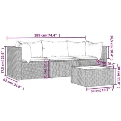 VidaXL 4 Piece Patio Lounge Set With Cushions - Weather Resistant Poly Rattan Furniture With Tempered Glass Tabletop & Comfortable Cushions - Brown -All Patio Furniture GUEST c9ebe569 5891 4423 ba5f 1ecbe6540593 3