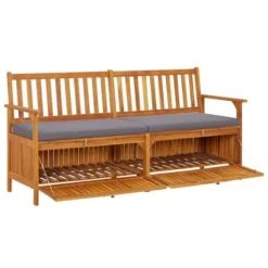 VidaXL Bench Black Solid Acacia Wood 67 In Storage Bench Rectangular -All Patio Furniture GUEST ca7cb320 3789 4a43 851d c12f4b21a65f