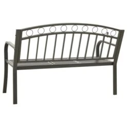 VidaXL Outdoor Patio Bench Garden Park Steel Bench - Gray With Table -All Patio Furniture GUEST cb15a2c8 0647 488b 9eab dfea446c499c