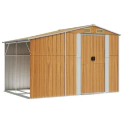 VidaXL Garden Shed Metal Storage/Galvanized Steel Light Brown Outdoor Shed -All Patio Furniture GUEST cb66882d 9f90 40f0 888b 31aa56dc9551