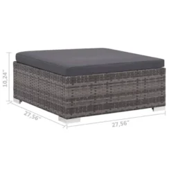 VidaXL Gray 8 Piece Patio Set - Poly Rattan Lounge With Cushions, Corner & Center Sofas, Coffee Table, And Ottoman - Indoor/Outdoor Garden Furniture -All Patio Furniture GUEST cd1104df d46f 4367 a02e 5e1d13468bd0