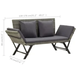 VidaXL Patio Bench With Cushions 69.3" Gray Poly Rattan - Gray -All Patio Furniture GUEST ce86396e a858 4bd6 8fb0 e85b2418265a