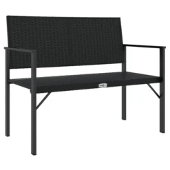 VidaXL Loveseat Settee Bench Outdoor Wicker Loveseat Rattan Chair Poly Rattan - Black No Cushion -All Patio Furniture GUEST cf7f1f6d 2831 414e a501 1205904402ba