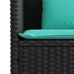 VidaXL Outdoor Loveseat Bench - Black PE Rattan, Padded Blue Cushions, Storage Under-Seat, Weather-Resistant, Garden/Patio Furniture, 44.5"x24"x34.3" 25 VidaXL Outdoor Loveseat Bench - Black PE Rattan, Padded Blue Cushions, Storage Under-Seat, Weather-Resistant, Garden/Patio Furniture, 44.5"x24"x34.3" -All Patio Furniture GUEST d0340b0c f474 46a3 a254 3d4912466299