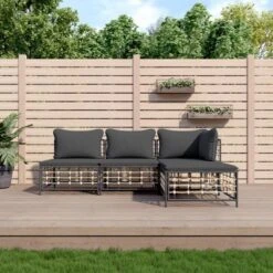 VidaXL Garden Lounge Set Anthracite Poly Rattan Medium Modular