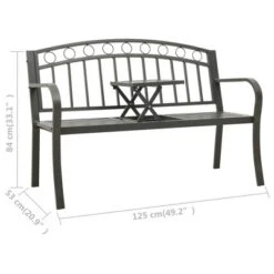 VidaXL Outdoor Patio Bench Garden Park Steel Bench - Gray With Table -All Patio Furniture GUEST d209deee a71f 439c bb02 774473bc5210