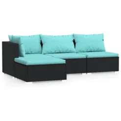 VidaXL Garden Lounge Set Black Sofa Set, Aqua Cushions -All Patio Furniture GUEST d22a8721 2b8f 4034 8760 a86dd81baf90