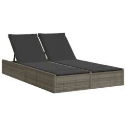 VidaXL Double Patio Sun Lounger - Gray Poly Rattan Furniture With Adjustable Backrest & Cushions - Outdoor Garden Daybed Chair 19 VidaXL Double Patio Sun Lounger - Gray Poly Rattan Furniture With Adjustable Backrest & Cushions - Outdoor Garden Daybed Chair -All Patio Furniture GUEST d262bbe6 0fbd 4ed3 9a32 2eec5c396ff7
