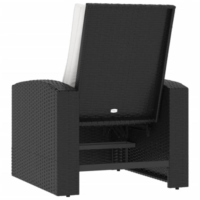 VidaXL - Modern Black Poly Rattan Patio Reclining Chair With Cushions - Adjustable Outdoor Garden Lounge Chair With Comfortable Armrests And Backrest. 6 VidaXL - Modern Black Poly Rattan Patio Reclining Chair With Cushions - Adjustable Outdoor Garden Lounge Chair With Comfortable Armrests And Backrest. - Image 4