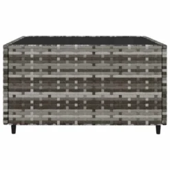 VidaXL 3-Piece Outdoor Lounge Set In Gray Poly Rattan With Blue Cushions - Includes Glass-Top Coffee Table, Modular Design, And Comfortable Seating -All Patio Furniture GUEST d43d0880 ba91 4882 abcc fb28875af3fa