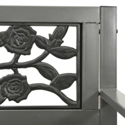 VidaXL Patio Bench, 49.2-Inch, Vintage Style, Weather-Resistant, Powder-Coated Steel, Gray, With Decorative Rose-Patterned Backrest 11 VidaXL Patio Bench, 49.2-Inch, Vintage Style, Weather-Resistant, Powder-Coated Steel, Gray, With Decorative Rose-Patterned Backrest -All Patio Furniture GUEST d499120d 61ad 4ed4 bbfa a9a4322f19fa