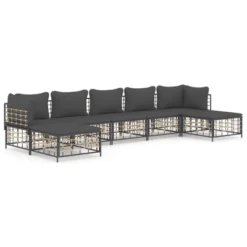 VidaXL Poly Rattan Anthracite Patio Lounge Set - 7 Piece Garden Furniture With Gray Cushions, Comfortable Seating For Outdoors, Terrace, Deck Area 19 VidaXL Poly Rattan Anthracite Patio Lounge Set - 7 Piece Garden Furniture With Gray Cushions, Comfortable Seating For Outdoors, Terrace, Deck Area -All Patio Furniture GUEST d4bdc0d3 4c72 4719 8eb3 c910e9df713f