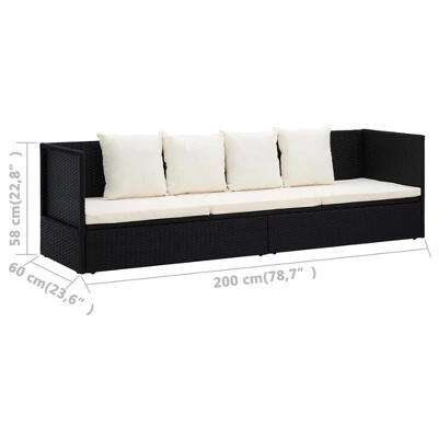 VidaXL Garden Bed Black, Cream White PE Rattan, Powder-Coated Steel 10 VidaXL Garden Bed Black, Cream White PE Rattan, Powder-Coated Steel - Image 8