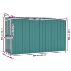 VidaXL Storage Shed Wall-mounted Garden Shed For Backyard Galvanized Steel - Green 46.5" X 113.4" X 70.1" -All Patio Furniture GUEST d5b38a54 5251 4149 9e47 f1ee748b042e