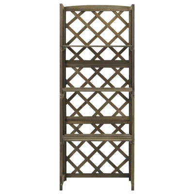 VidaXL Trellis Garden Trellis For Climbing Plants With Shelves Solid Wood Fir - Gray 8 VidaXL Trellis Garden Trellis For Climbing Plants With Shelves Solid Wood Fir - Gray - Image 6