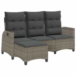 VidaXL Reclining Patio Sofa - PE Rattan/Steel - Gray L-Shaped Outdoor Sectional With Cushions - Adjustable Backrest - 69.3"x54.3" -All Patio Furniture GUEST d6f10a82 be7b 4e1e b78f ba854619fa93