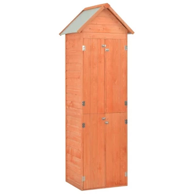 VidaXL Compact Garden Storage Shed - 28"x23.6"x83.9" Wood Cabinet - Waterproof Fabric Roof - Easy Assembly - Brown Wooden Outdoor Tool Shed 3 VidaXL Compact Garden Storage Shed - 28"x23.6"x83.9" Wood Cabinet - Waterproof Fabric Roof - Easy Assembly - Brown Wooden Outdoor Tool Shed