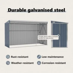 VidaXL Storage Shed Wall-mounted Garden Shed For Backyard Galvanized Steel - Gray 46.5" X 113.4" X 70.1" -All Patio Furniture GUEST d8c6292f 98bc 4969 9df9 21b12cd665c1
