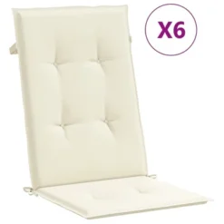 VidaXL Highback Chair Cushion Set Of 6 Cream Polyester 47.2 X 19.7 In -All Patio Furniture GUEST d9a44676 3a8b 40f1 ba3d 811bf4ddbe72