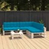 VidaXL 7-Piece Blue Pallet Sofa Cushions Set – Polyester Fabric, Outdoor/Indoor Cushions With Thick Padding And Durable Stitching -All Patio Furniture GUEST da0f7b2f 84b9 4087 8df3 a5c110b917c6
