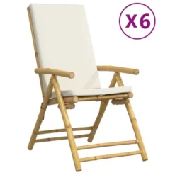 VidaXL Folding Patio Reclining Chairs With Cushions Armchair Outdoor Bamboo - White 6 -All Patio Furniture GUEST da27e491 3287 460b acfb 78a921cc0d29