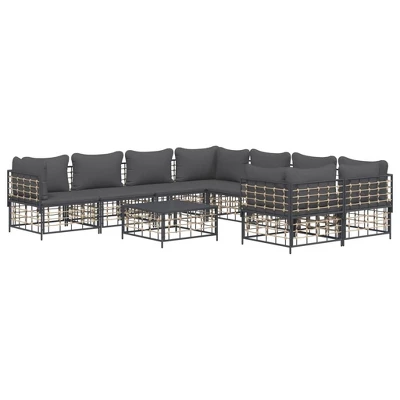 VidaXL Garden Lounge Set Set Of 9 Anthracite 4 VidaXL Garden Lounge Set Set Of 9 Anthracite - Image 2