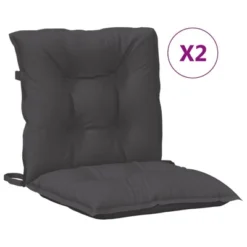 VidaXL Lowback Chair Cushion Set Of 2 Melange Anthracite 100% Polyester -All Patio Furniture GUEST da96b003 e4df 414d 8bee b8604b248428