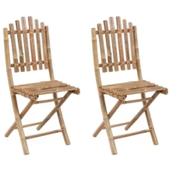 VidaXL 2X Folding Bamboo Patio Chairs With Cushions - Outdoor Garden Lounge Seating, Weatherproof & Space-Saving Furniture -All Patio Furniture GUEST daed70f7 4ecc 4fad bd99 66ebc09bb4d8