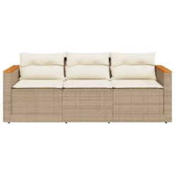 VidaXL Beige Poly Rattan 3-Seater Patio Sofa With Washable Cushions - Durable Outdoor Garden Furniture, UV-Resistant -All Patio Furniture GUEST dc1f7dcf dc31 4fa6 b486 c4f453fd1aa0