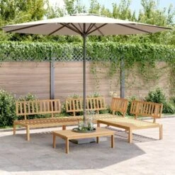 VidaXL 4 Piece Patio Pallet Sofa Set - Solid Acacia Wood Outdoor Garden Seating Furniture - Table And 3 Sofas - Modular Design - No Cushions