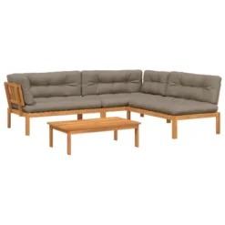 VidaXL Patio Pallet Sofa Set With Cushions Furniture, 4 Piece Modular Acacia Wood Outdoor Furniture, Suitable For Garden, Patio, Terrace - Brown/Taupe -All Patio Furniture GUEST de3609ce 14b3 4d85 9716 dc342f6d4896