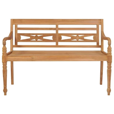 VidaXL Batavia Bench With Red Cushion 47.2" Solid Teak Wood - Red 47.2" 4 VidaXL Batavia Bench With Red Cushion 47.2" Solid Teak Wood - Red 47.2" - Image 2