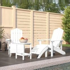 VidaXL Garden Chair White HDPE Standard Detachable Adirondack Chair