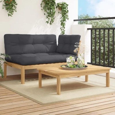 VidaXL Patio Sofa Set Anthracite Solid Acacia Wood Standard 3 VidaXL Patio Sofa Set Anthracite Solid Acacia Wood Standard