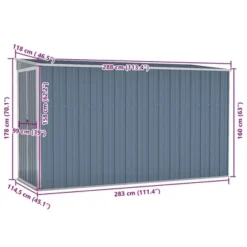 VidaXL Storage Shed Wall-mounted Garden Shed For Backyard Galvanized Steel - Gray 46.5" X 113.4" X 70.1" -All Patio Furniture GUEST e3df0604 aa3a 406f a45d 64efaabb2836
