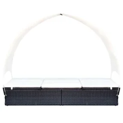 VidaXL Double Sun Lounger Patio Rattan Daybed With Adjustable Canopy, Polyester Cushions, Black -All Patio Furniture GUEST e4368266 2f16 4f86 8a76 d0d0fc5e4bbe